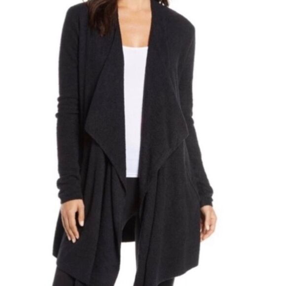 Barefoot Dreams Bamboo Chic Lite Knit Open Waterfall Cardigan Large/XL Black - Picture 1 of 11
